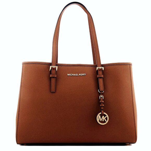 Michael Kors Jet Set Saffiano Leather Tote Bag Luggage Large Big Shoulder Purse - Picture 1 of 16